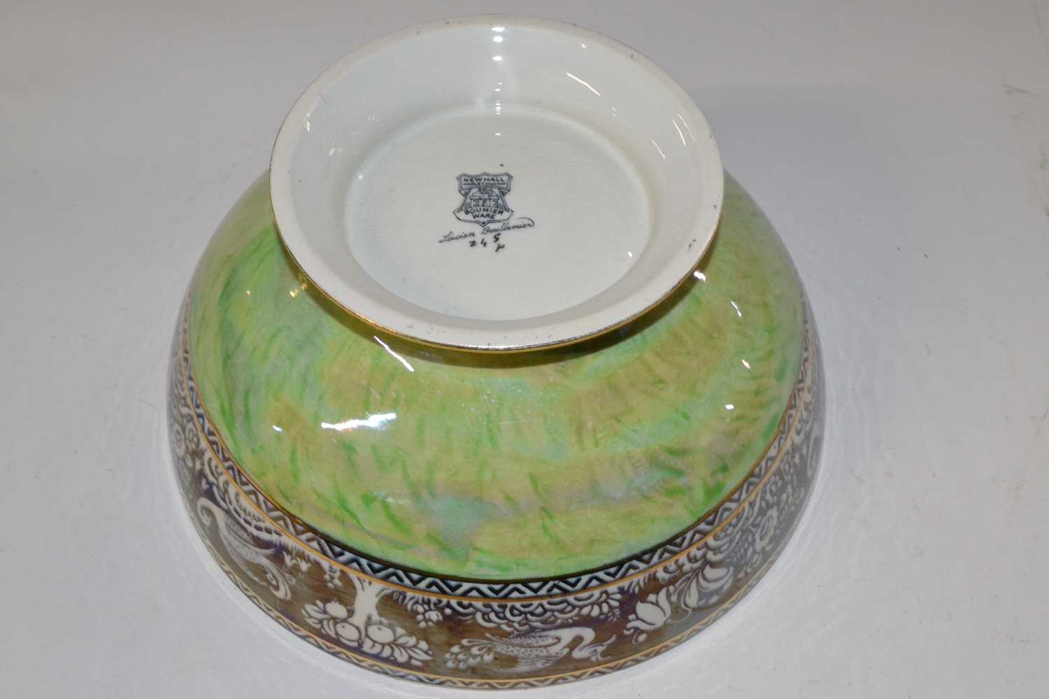 A New Hall Hanley lustre bowl with facsimile signature for Lucien Boullemier decorated with exotic - Image 2 of 2