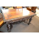 A 19th Century central European writing table or desk with two freize drawers, inlaid top with