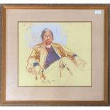 Mary Millar Watt (1924-2003), Portrait of a seated man, oil pastel on paper, signed and dated
