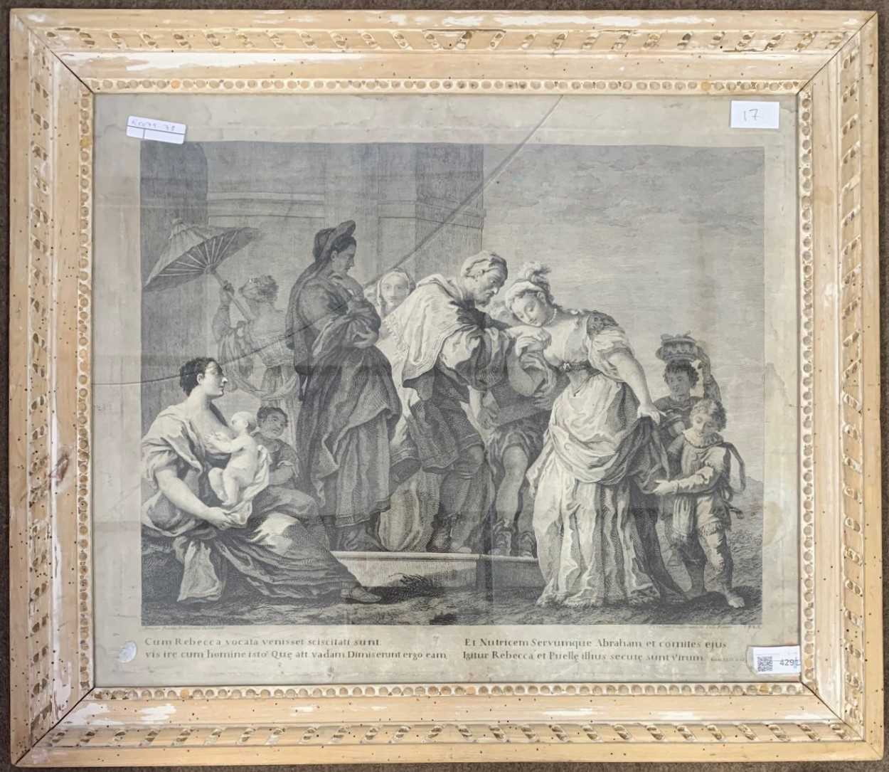 Jacopo Amigoni (1685-1782), Francesco Bartolozzi, 'Cum Rebecca Vocate', copper plate engraving,