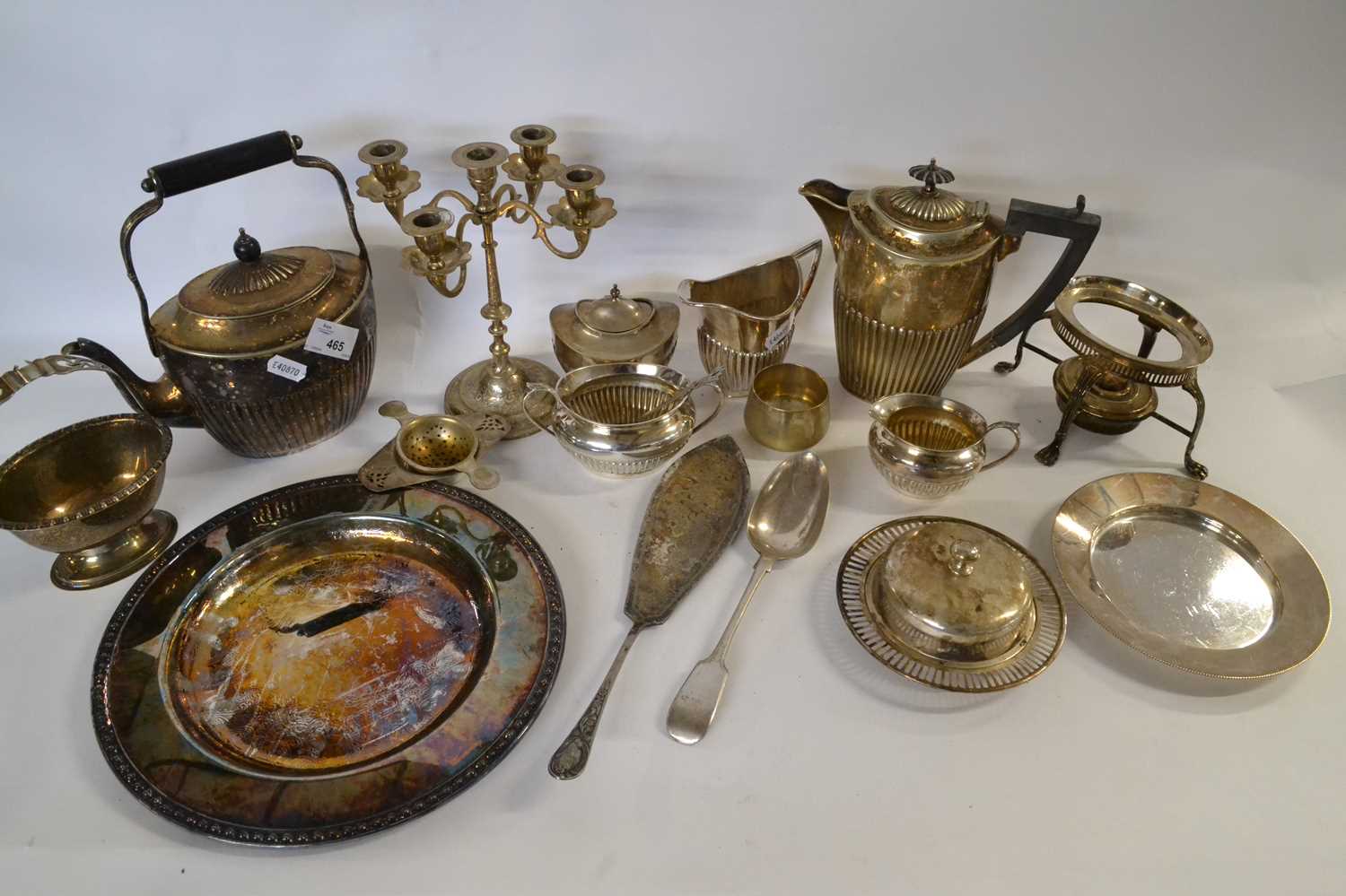 Quantity of vintage silver plate including teapot, milk jug, sugar bowl, kettle on stand etc