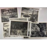 After Micheal A. Bussey (British, 20th century), 12 monochrome lithographs after the original