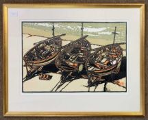 H.J. Jackson (British,1909-1989), 'Shoreline II', limited edition linocut, signed and numbered 15/