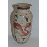 Chinese crackle ware vase with polychrome decoration of opposing dragons in famille vert and famille