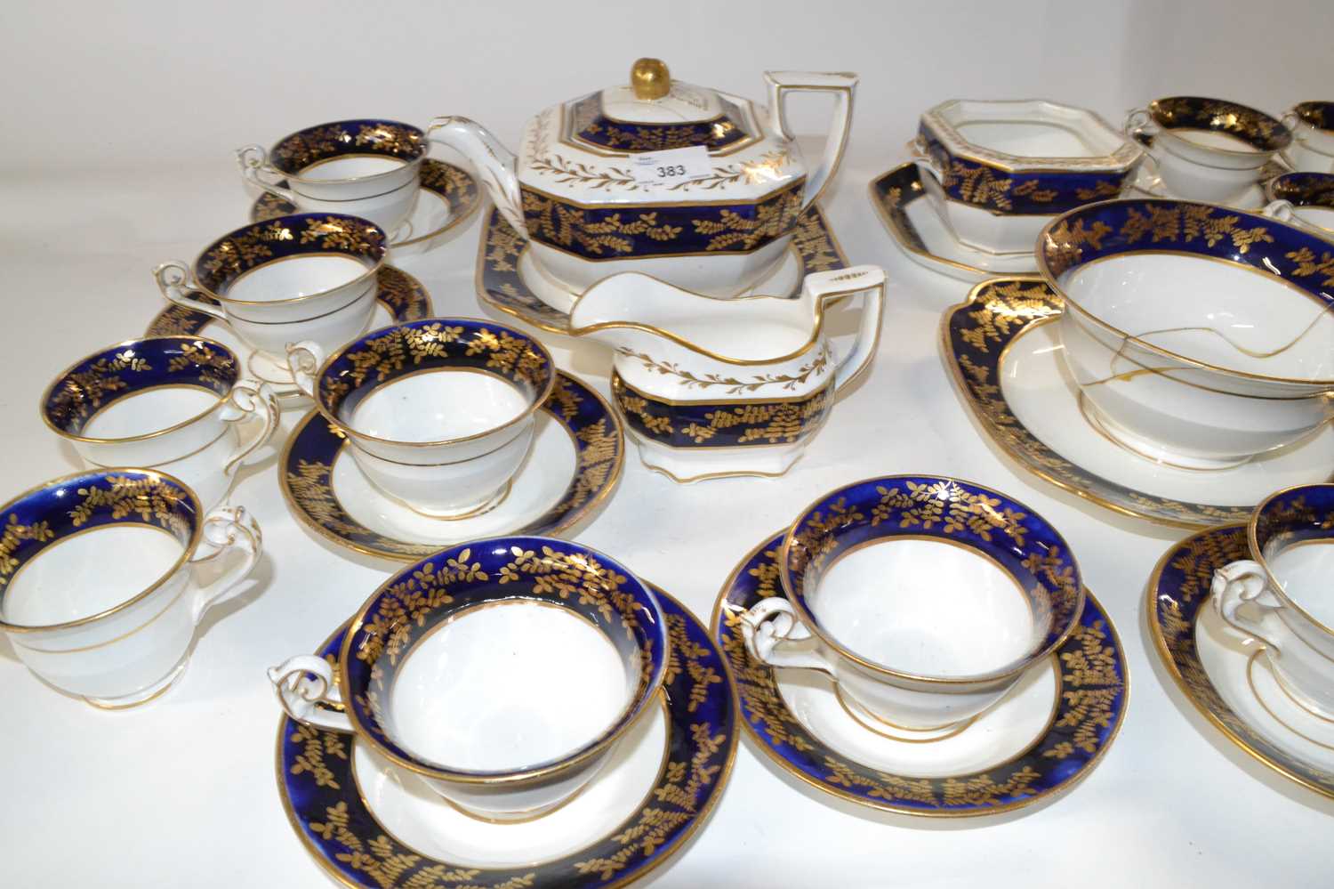 An early 19th Century Spode Felspar porcelain part tea set comprising teapot (cover a/f), milk - Image 2 of 3