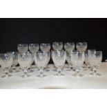 A suite of Waterford glasses including six wine glasses, six cordial glasses and a further six, some