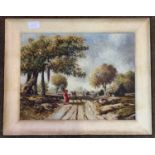 N.A. David (Indian, 20th century), Rural India, oil on board, signed, 29x39cm, framed