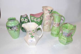 A group of Maling lustre ware jugs with floral designs (7), tallest 28cm high