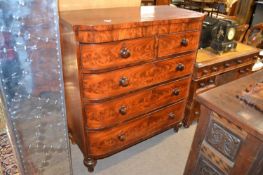 A Victorian mahogany chest with two short over three long drawers fitted with turned knob handles,