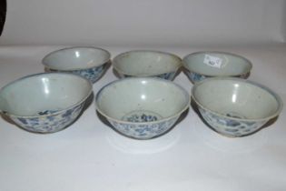 A group of six Chinese porcelain bowls with Ming Dynasty type designs, 14cm diameter (Inventory