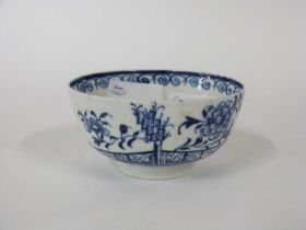 Lowestoft porcelain slop bowl with flowers and bamboo fence pattern