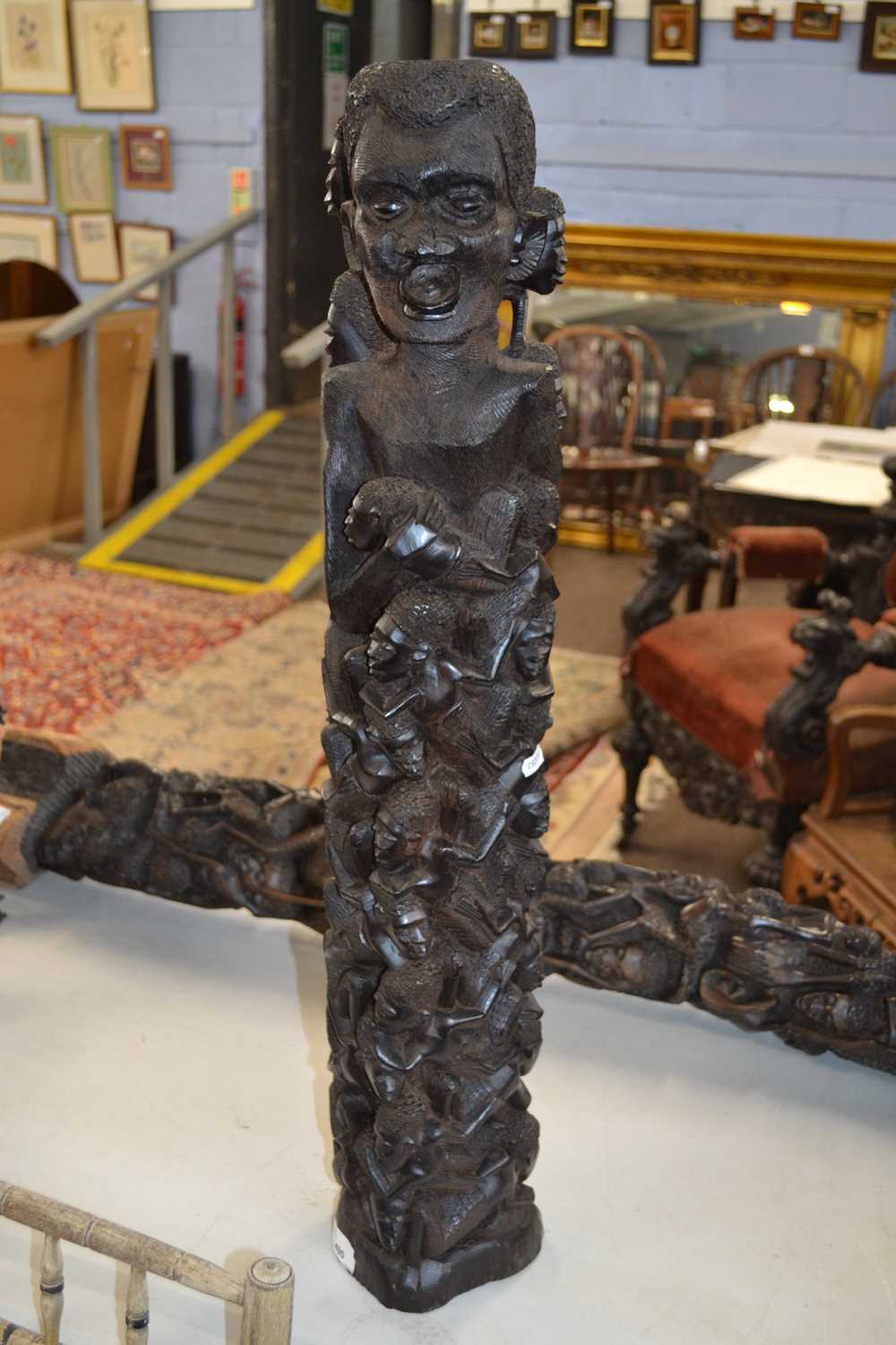 A large East African Makonde tree of life carving, 78cm high