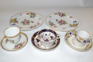 Group of 19th Century English porcelain wares including a Derby coffee can and saucer, two Derby