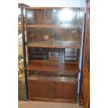 A Minty vintage oak stacking combination bookcase and bureau formed of five sections, 89cm wide