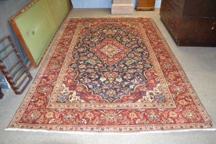 A Modern Iranian Kashan rug with large central floral panel, 300 x 195cm