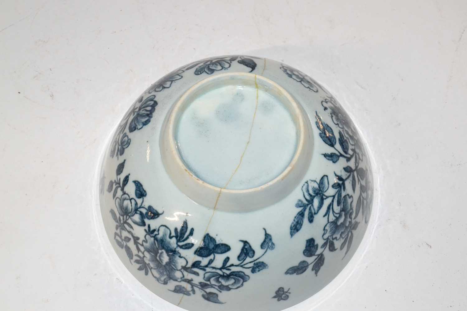 An English porcelain 18th Century slop bowl with painted floral design, the interior with a - Image 3 of 3