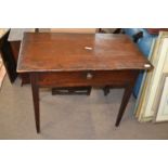 A 19th Century fruitwood single drawer side table raised on tapering square legs, 89cm wide