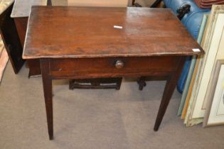 A 19th Century fruitwood single drawer side table raised on tapering square legs, 89cm wide