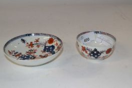 A Lowestoft porcelain tea bowl and saucer decorated in Redgrave style with the two bird pattern