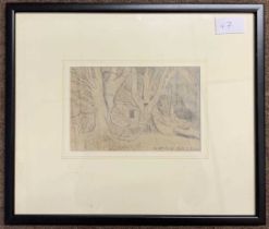 John Aldridge RA ((1905-1983), 'West Park. Dec.7. 1941', pencil on paper, inscribed, 11x17cm, framed