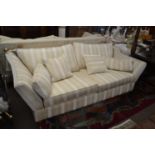 A large modern Knowle style sofa with drop ends and striped upholstery, 215cm wide