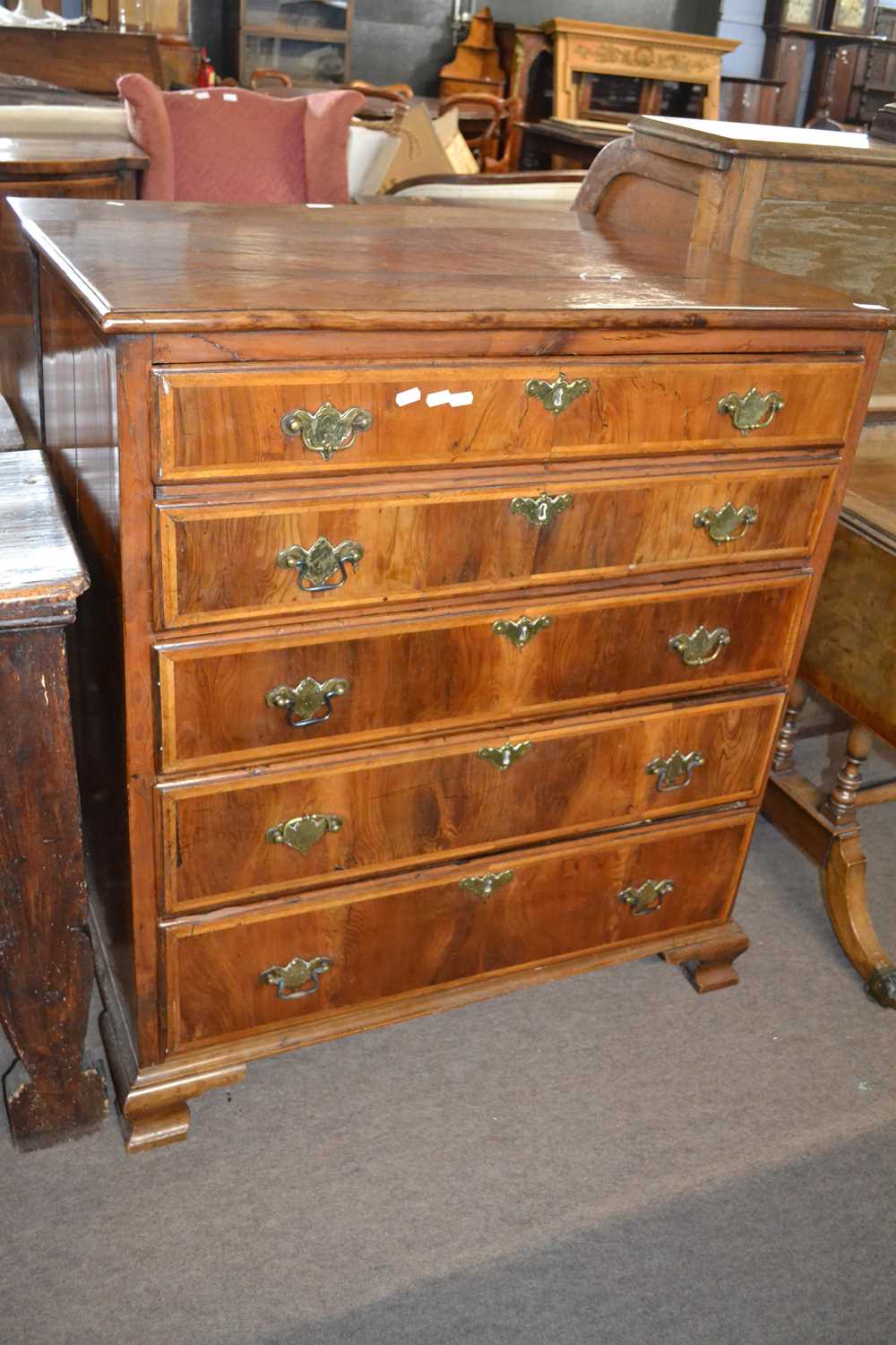 An unusual Georgian yew secretaire chest with fitted secretaire drawer with drop down front - Image 3 of 6