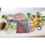 A quantity of Maling lustre wares, various bowls, a plate with floral design, toast rack and jam pot