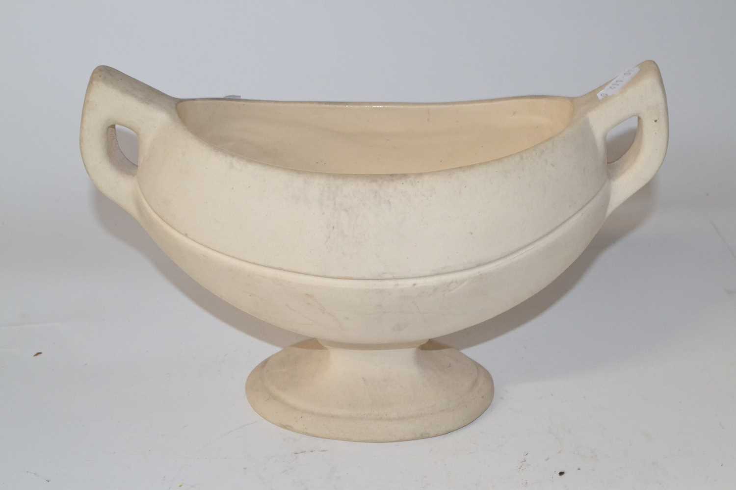 Fulham pottery matt glazed flower vase or urn, 29cm diameter, indistinct factory mark to base