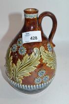 Royal Doulton - conical shape. mottled glaze with Art Nouveau style raised swags in green & pale