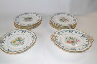 Quantity of 19th Century English porcelain dinner wares comprising ten dinner plates and two serving