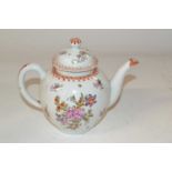 A Lowestoft teapot and cover decorated in Curtis style with design of flowers (a/f)