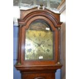 John Gullock Rochford Georgian brass faced long case clock with eight day movement set in an oak