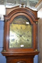 John Gullock Rochford Georgian brass faced long case clock with eight day movement set in an oak