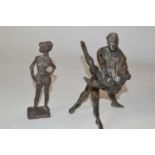 A bronze Maqette of a dancing couple together with a further model of a nude on rectangular base,