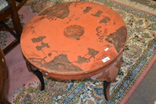 An early 20th Century chinoiserie decorated circular coffee table, 60cm diameter