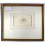 John Joseph Barker of Bath (1824-1904), Grazing Cattle, sepia watercolour, initialed,12x17cm, framed