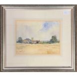 Doreen Allen - Massingham from Rudham Lane, w/c, framed and glazed