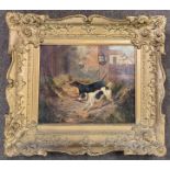 Attributed to Thomas Smythe (1825-1906), A trio of hounds rat catching, oil on canvas, signed
