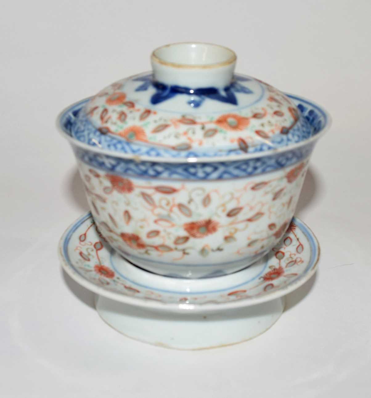 A Chinese porcelain rice bowl cover and stand, 19th Century with four character mark to base and - Image 4 of 6