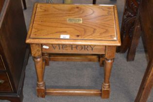 Simpsons of Norfolk, a small oak stool made with timbers removed from HMS Victory with receipt and