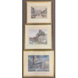 Thomas Stewart Milner (British,1909-1969), A trio of Church watercolour studies, signed, 22.5x29.