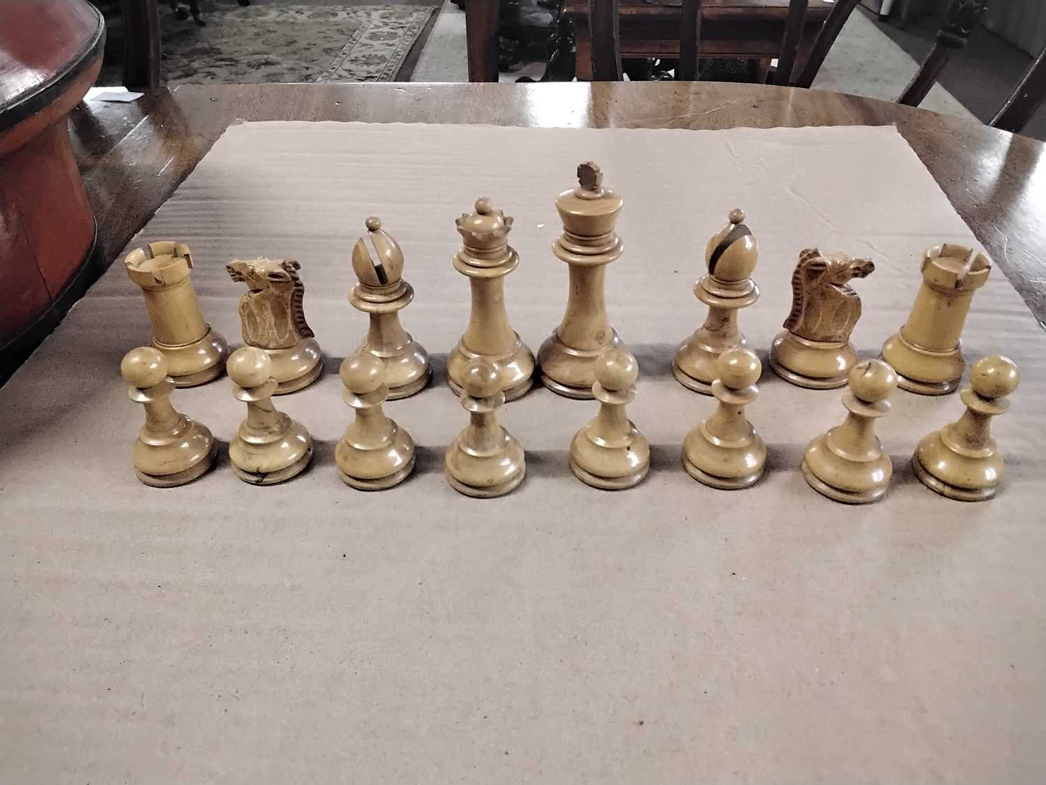 Chess Interest - Two chess sets, one by Jaques in carved box wood and ebony together with a - Image 12 of 13