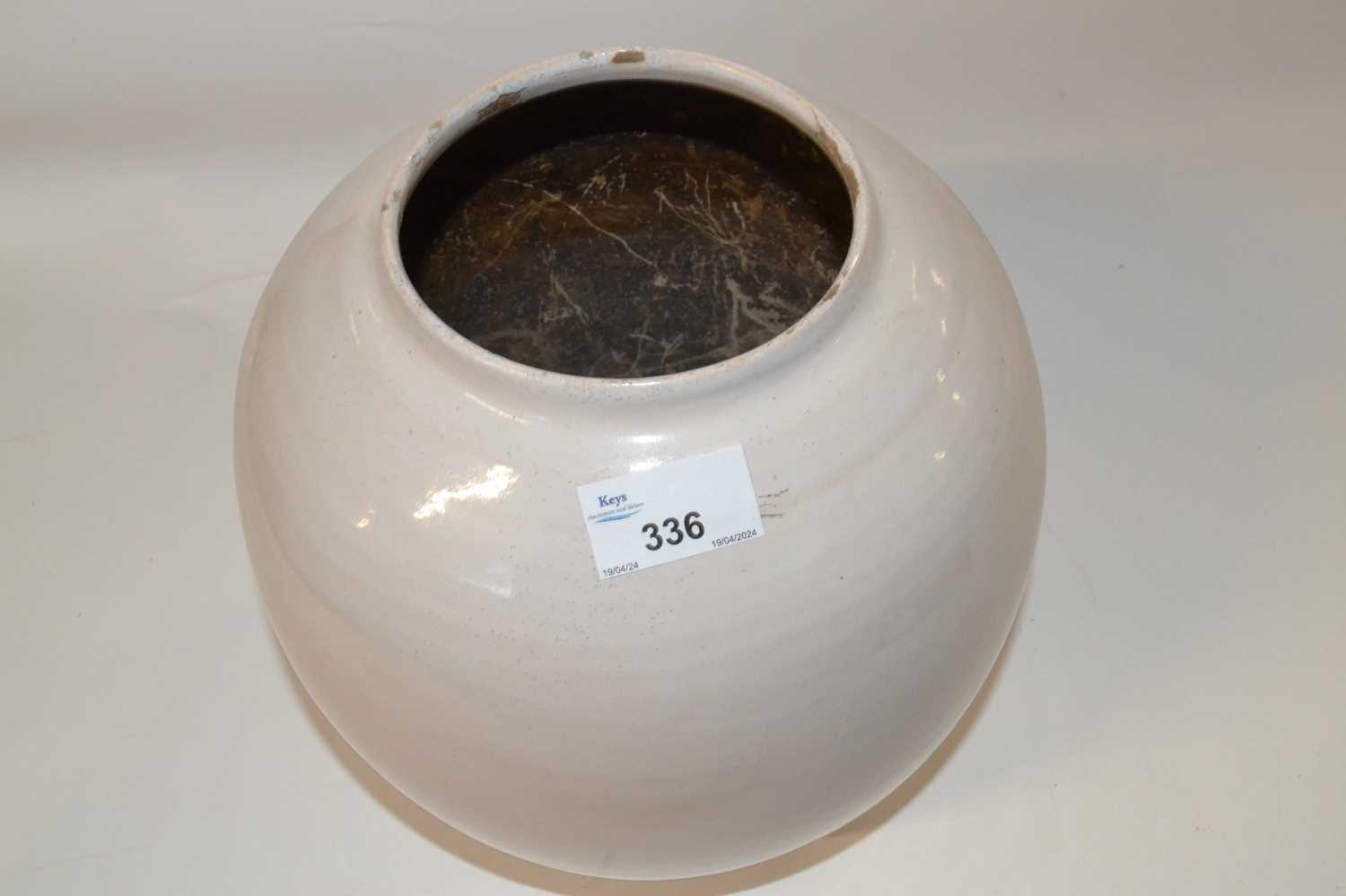 A large ovoid pottery bowl with grey glaze, 25cm high - Image 2 of 3