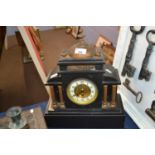 Black slate Victorian mantel clock