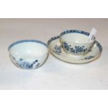 A Pennington Liverpool tea bowl and saucer, circa 1780 together with a Chaffers example