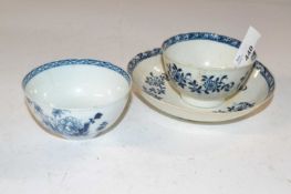A Pennington Liverpool tea bowl and saucer, circa 1780 together with a Chaffers example
