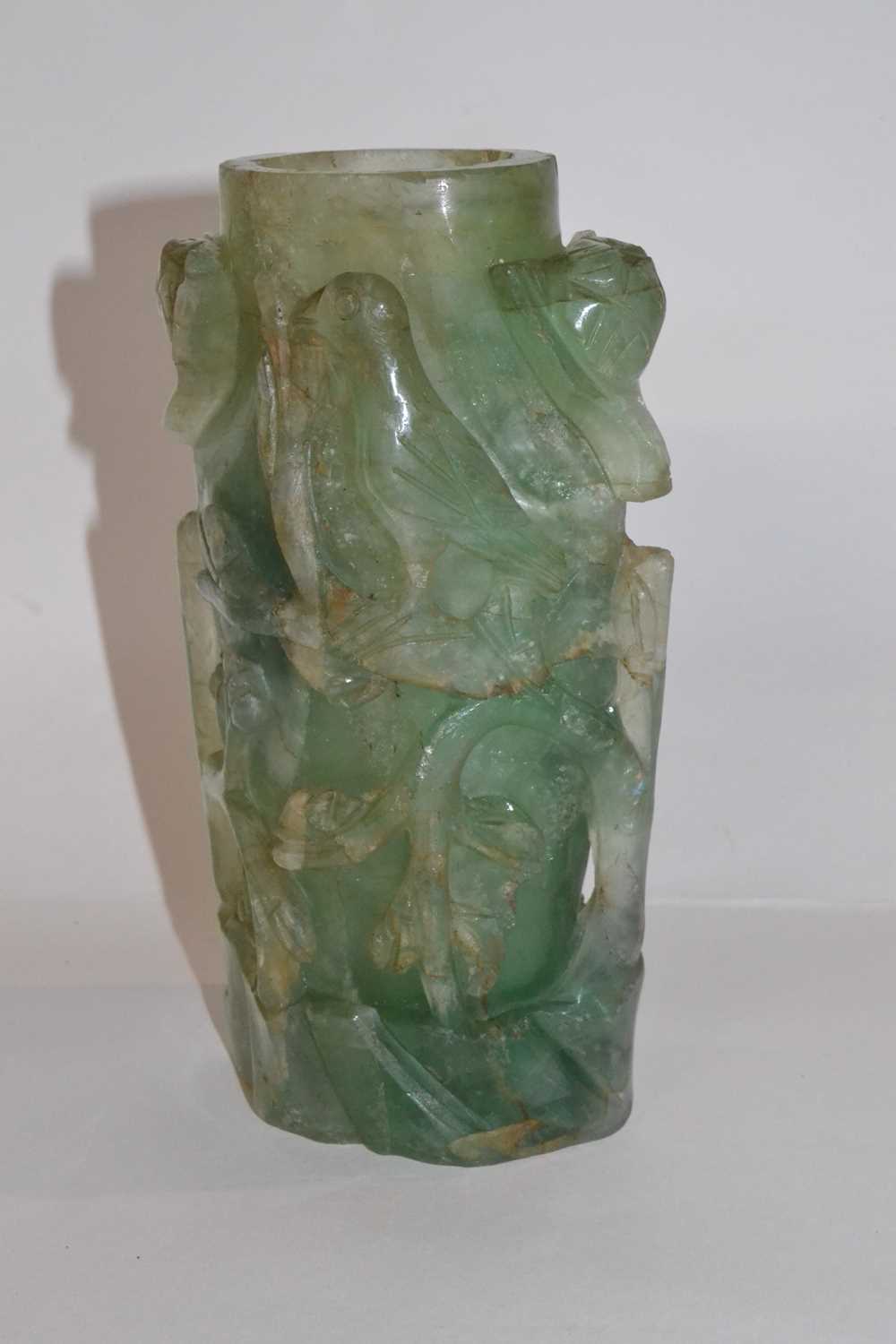 A Chinese carved quartz vase decorated in relief with carved flowers, 17cm high - Image 2 of 5