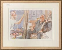 Mary Millar Watt (1924-2003), 'Conversation Piece', watercolour, signed and dated 2010, 37x60cm,
