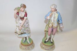 Pair of 19th Century French Bisque Porcelain Figures