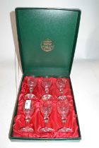 A cased set of cut glass wine glasses in original box by Thomas Webb Crystal
